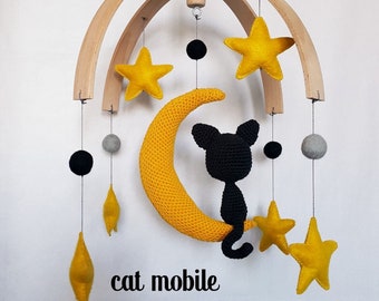 Crochet Kitten Baby Mobile, Crib Holder Arm Hanger Kitten,Cat Mobile, Baby Crib Mobile, Gehäkeltes Mobile Nursery Decor Baby Gift