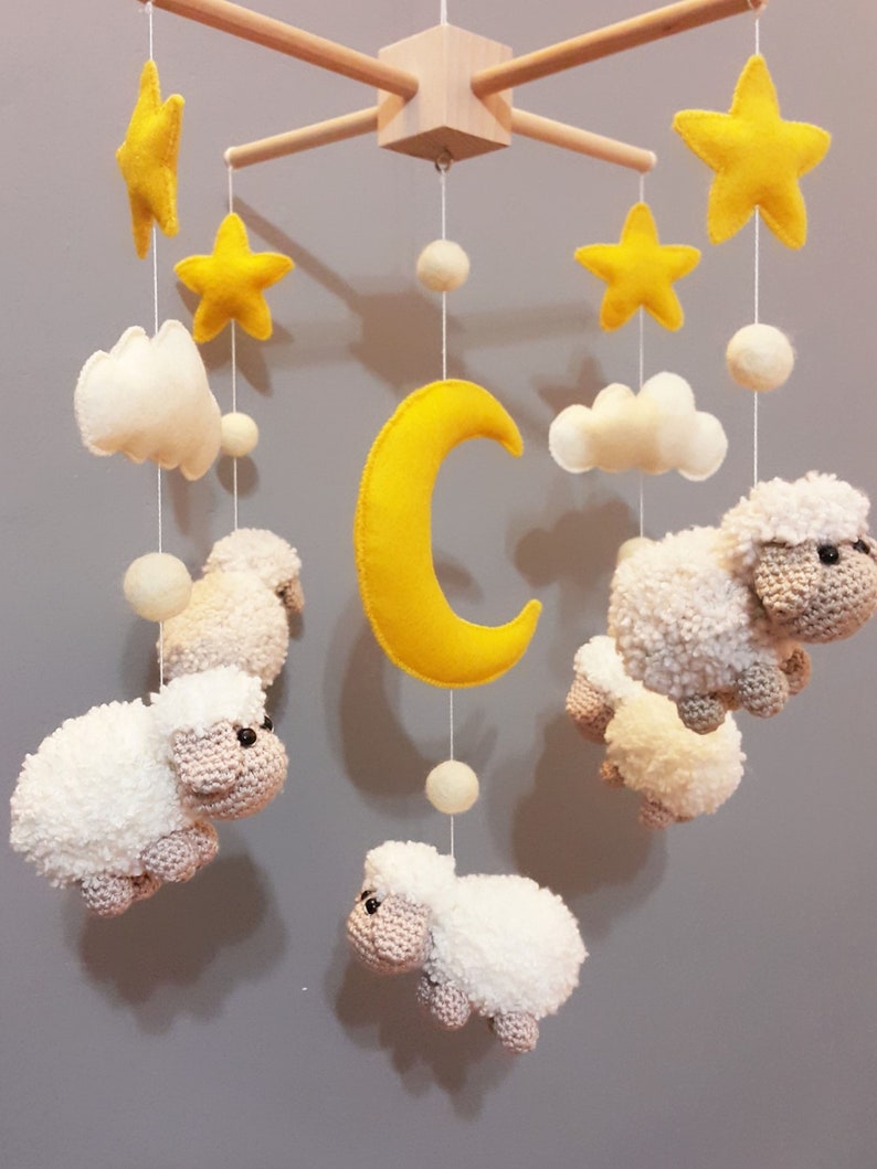 Baby Crib Mobile Sheep Mobile Crib Holder Arm Hanger Crochet Etsy