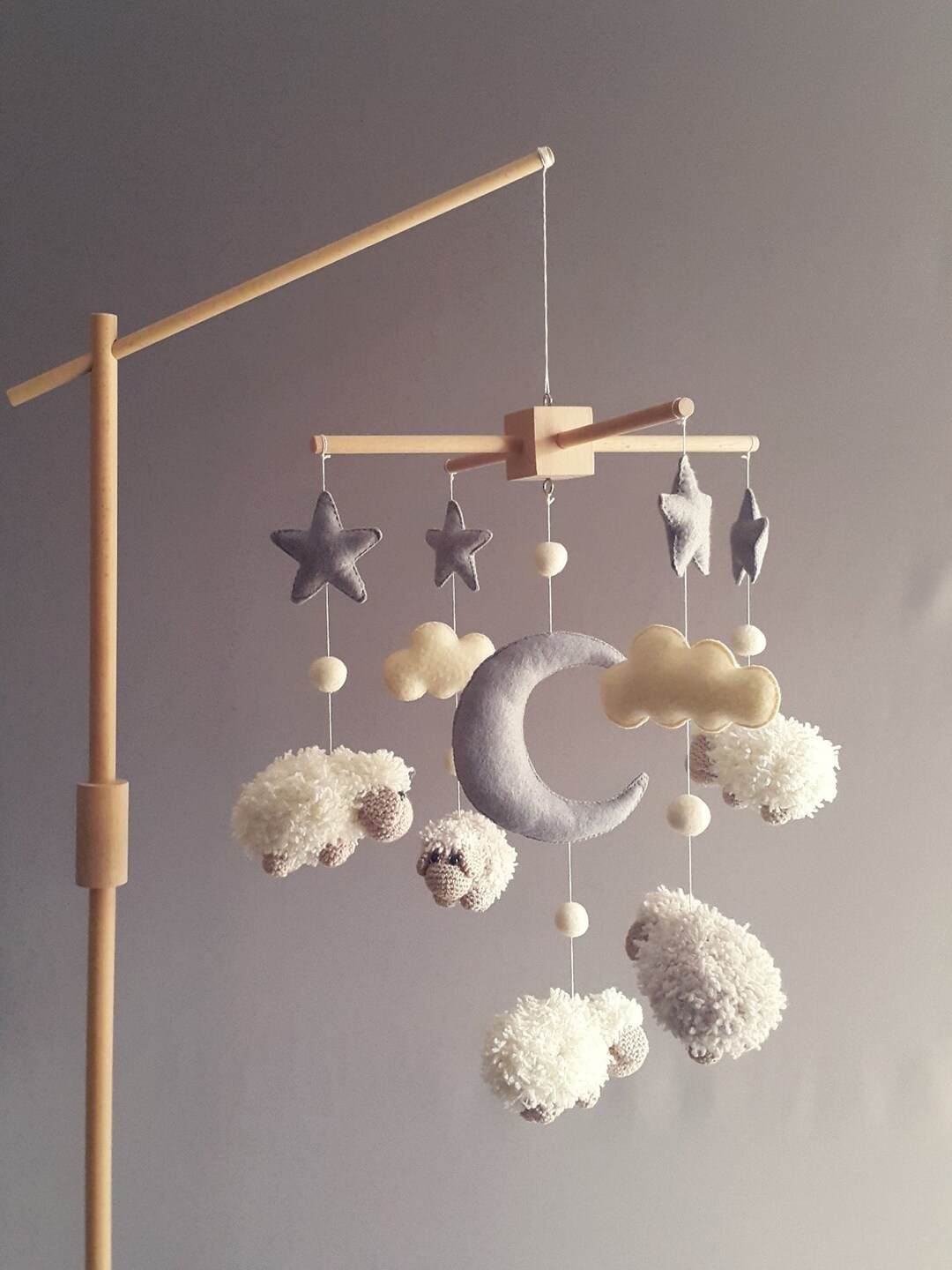 Baby Crib Mobile Sheep Mobile Crib Holder Arm Hanger Crochet Mobile