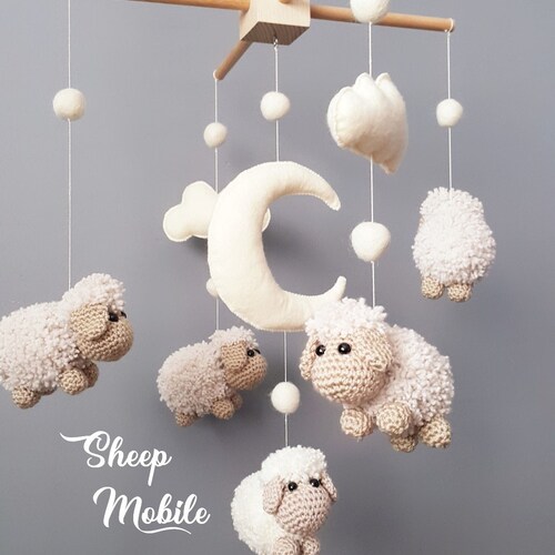 Baby Crib Mobile Sheep Mobile Crochet Mobile Crib Holder Arm Etsy