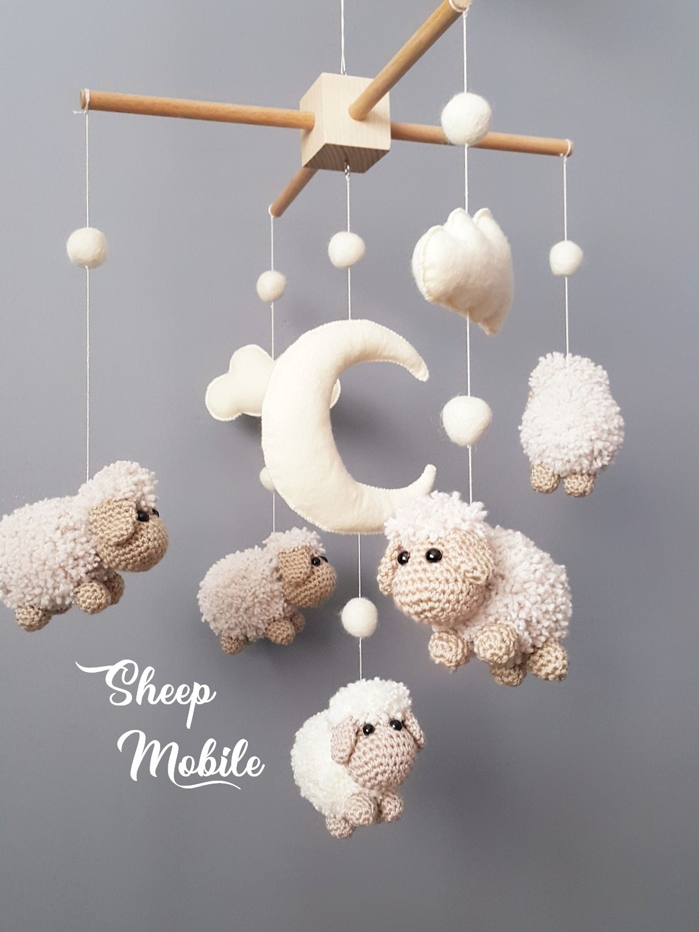 Baby Crib Mobile Sheep Mobile Crochet Mobile Crib Holder Arm Hanger Schaf Mobile  Mobile Bébé Mouton Gehäkeltes Mobile Nursery Decor 
