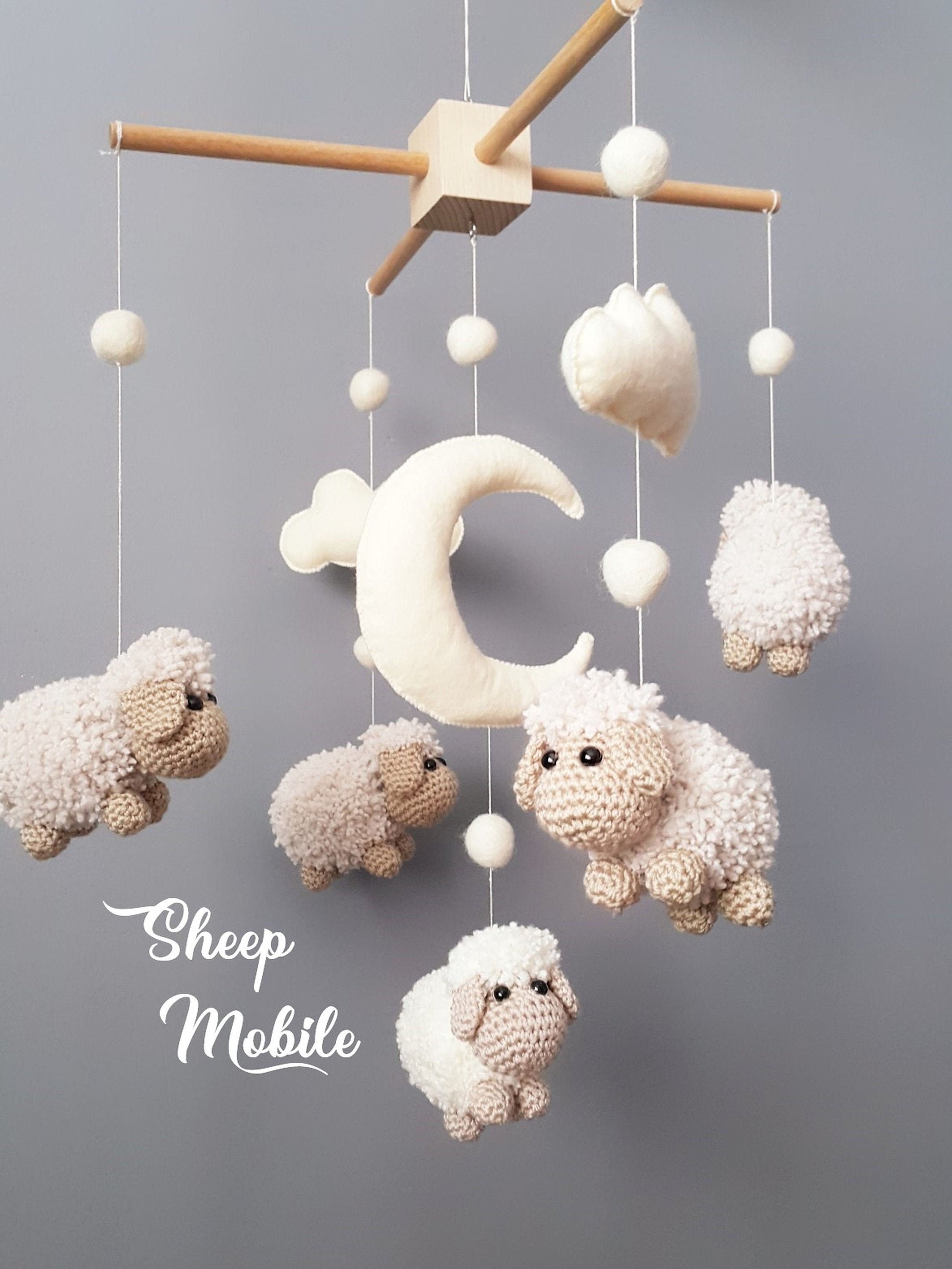 Cuna de bebé móvil oveja móvil crochet móvil cuna soporte brazo percha  Schaf móvil móvil Bébé Mouton Gehäkeltes decoración de guardería móvil -   México