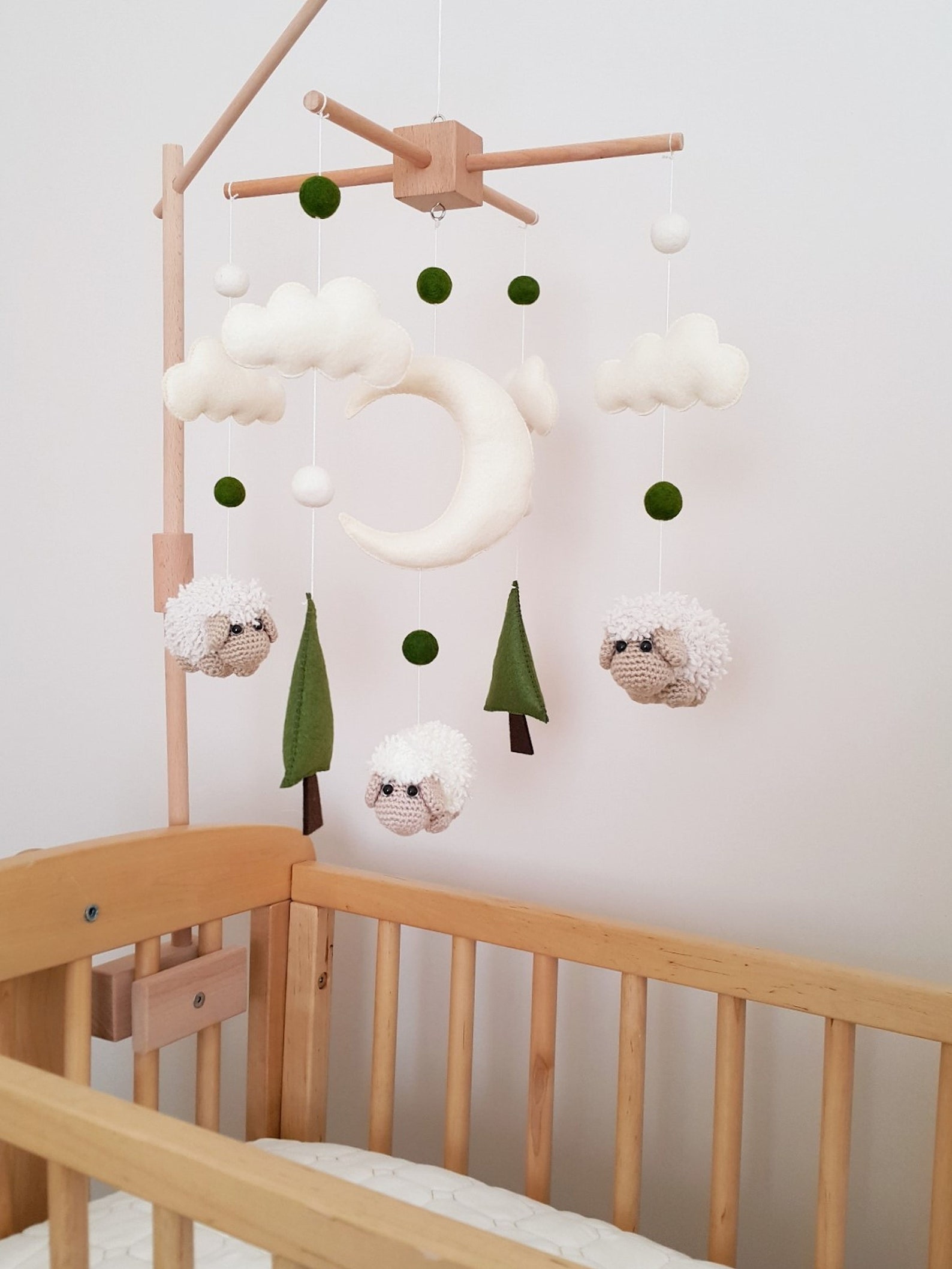 Knit Sheep at Midnight Baby Crib Mobile