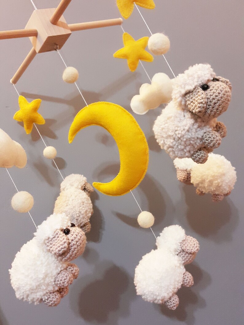 Baby Crib Mobile Sheep Mobile Crib Holder Arm Hanger Crochet Etsy