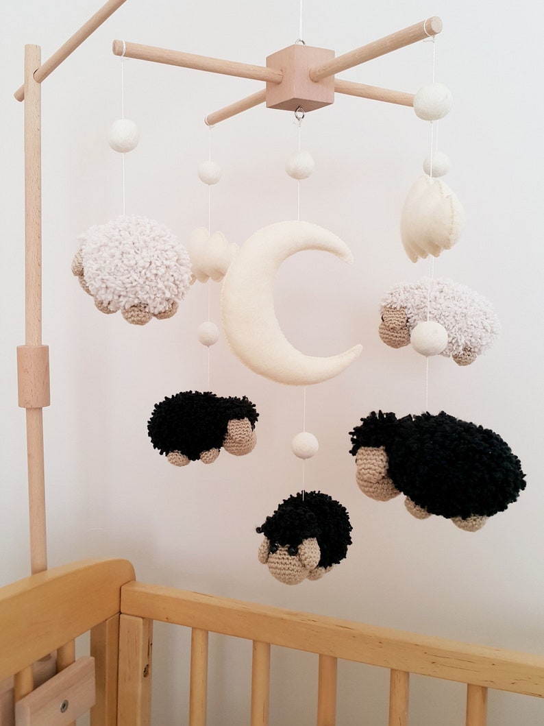 Baby Crib Mobile Sheep Mobile Black Sheep Crochet Mobile Crib Etsy