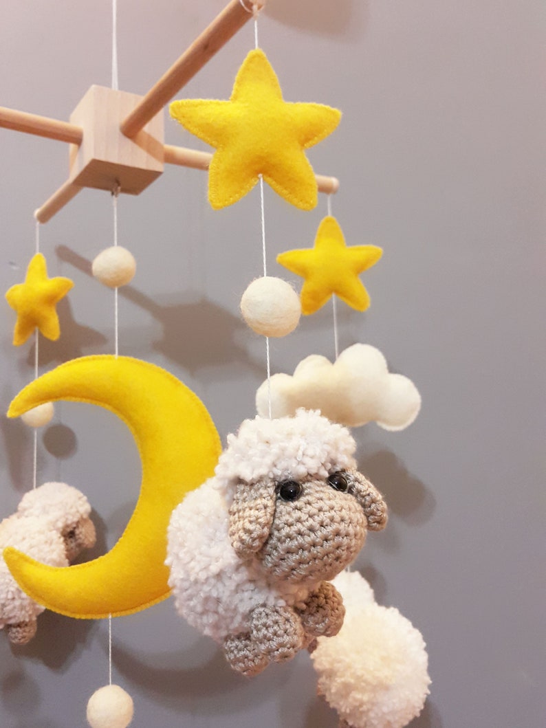 Baby Crib Mobile Sheep Mobile Crib Holder Arm Hanger Crochet Etsy