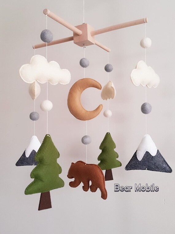 Baby Crib Mobile Woodland Mobile Crib Mobile Holder Etsy