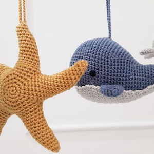 Ocean Baby Play Gym Toys, Starfish, Seahorse, Turtle, Whale,Jellyfish,Mermaid,Crab,Gym Frame,Crochet rattle,Montessori play gym,Hanging toys image 3