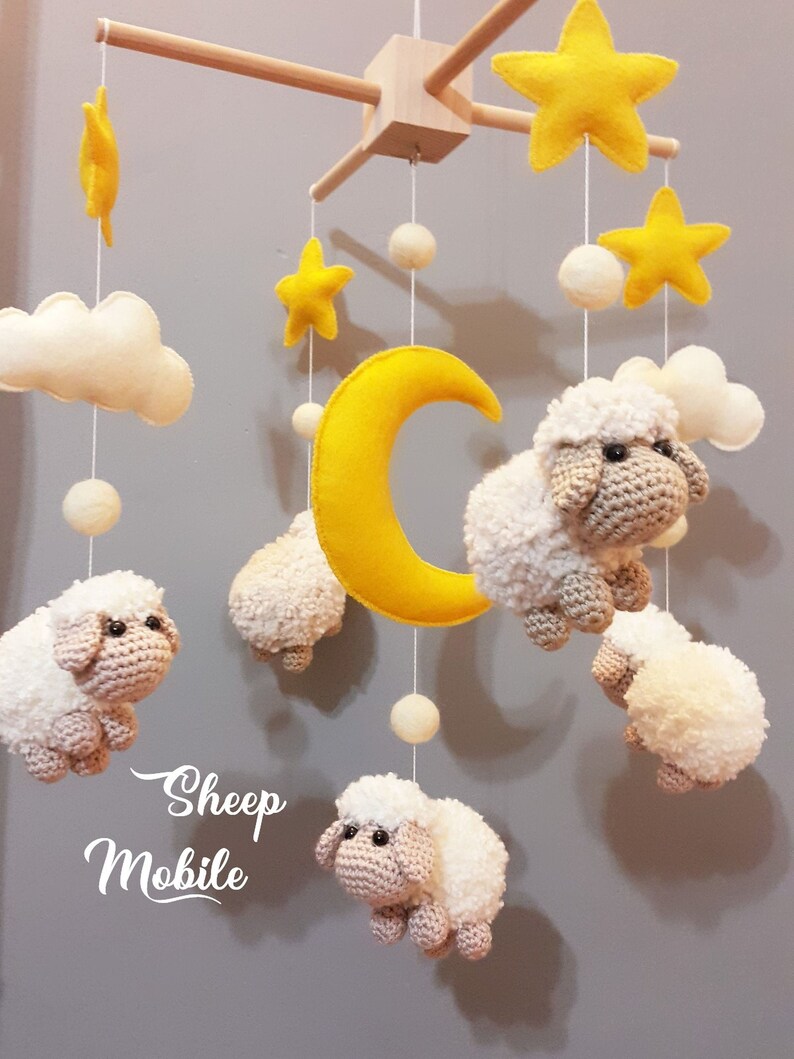 Baby Crib Mobile Sheep Mobile Crib Holder Arm Hanger Crochet Etsy