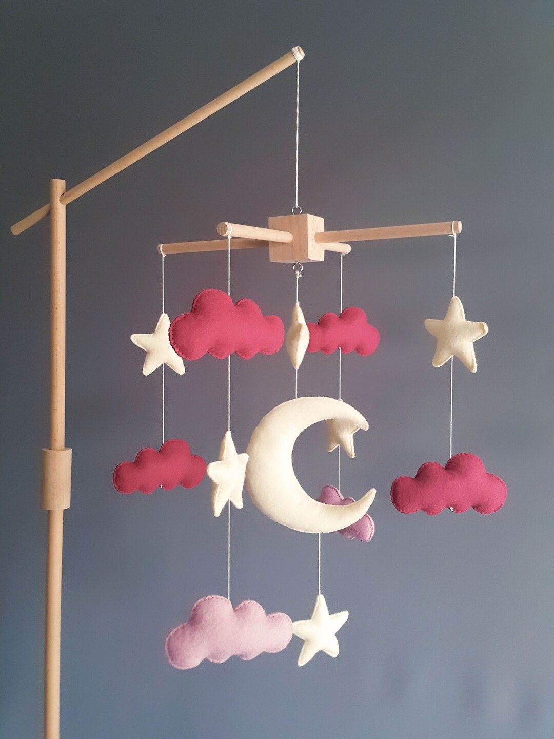 Baby Crib Mobile Clouds Mobile Wolken Mobil Nuages Mobiles Moon Felt