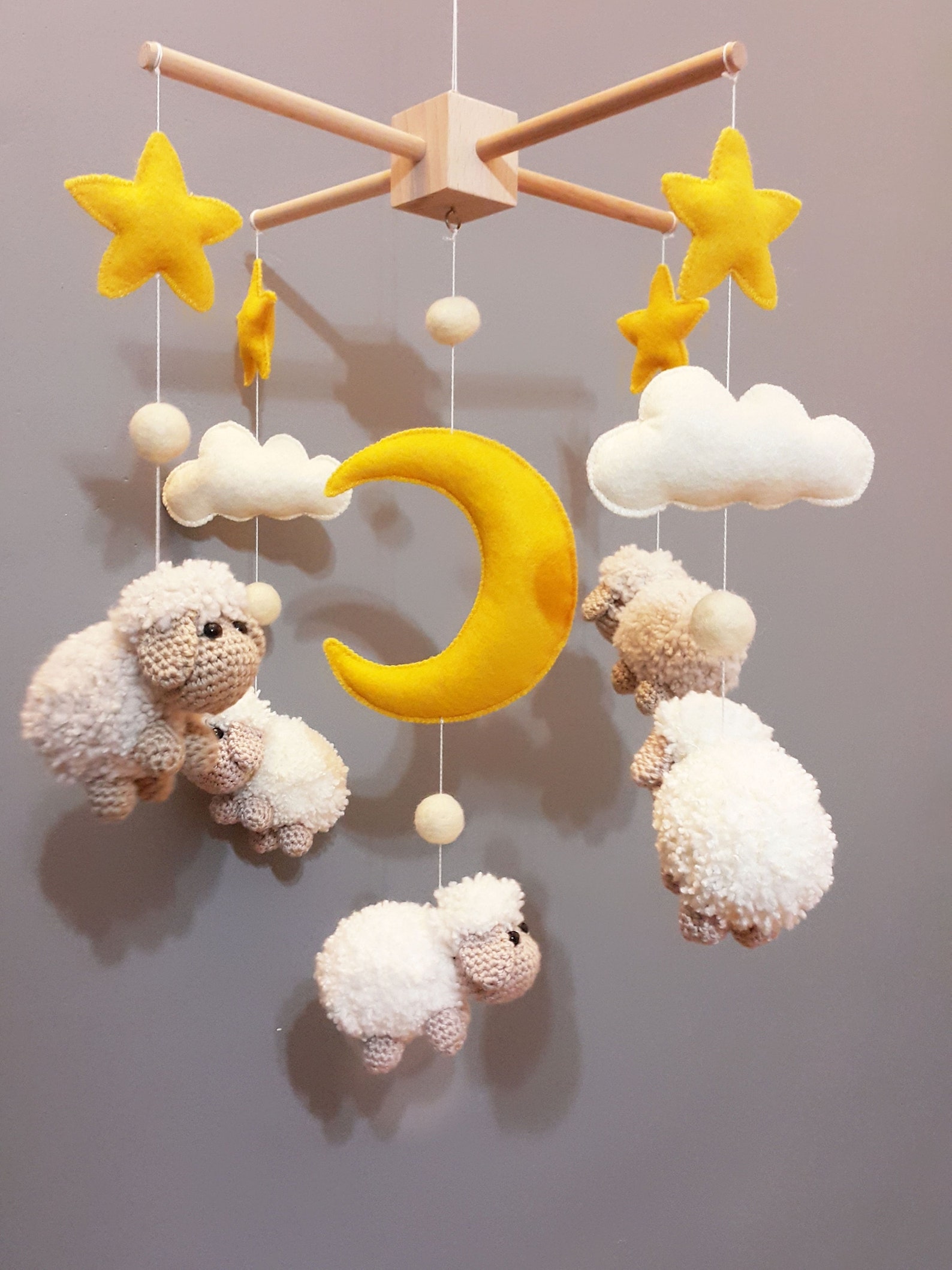 Baby Crib Mobile Sheep Mobile Crib Holder Arm Hanger Crochet Etsy