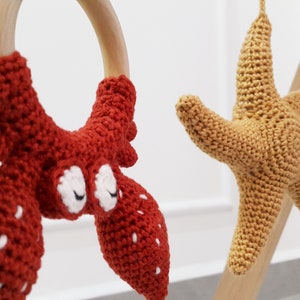 Ocean Baby Play Gym Toys, Starfish, Seahorse, Turtle, Whale,Jellyfish,Mermaid,Crab,Gym Frame,Crochet rattle,Montessori play gym,Hanging toys image 10