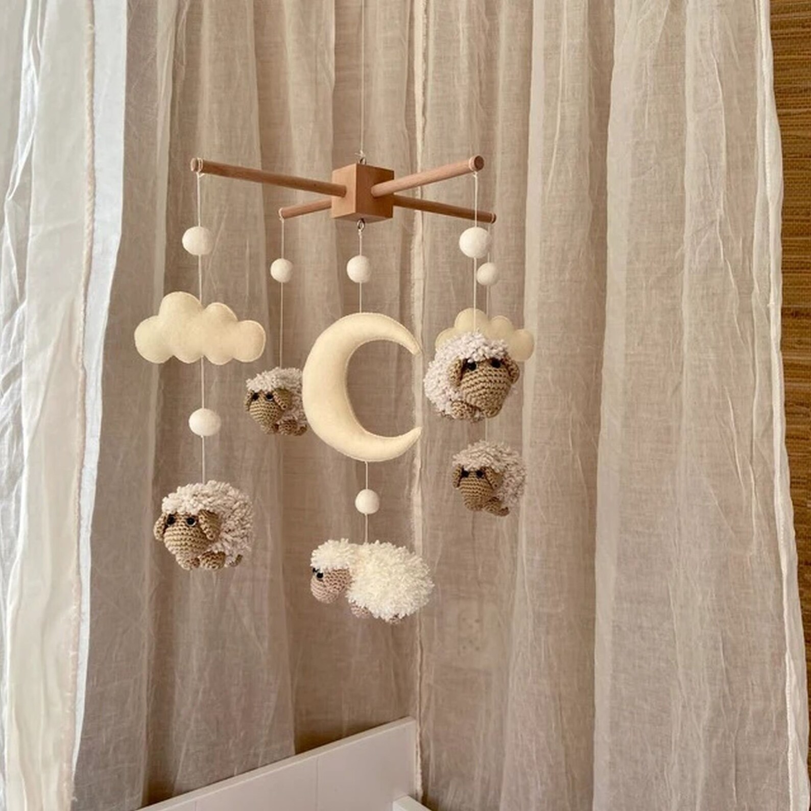 Baby Crib Mobile Sheep Mobile Crochet Mobile Crib Holder Arm Etsy