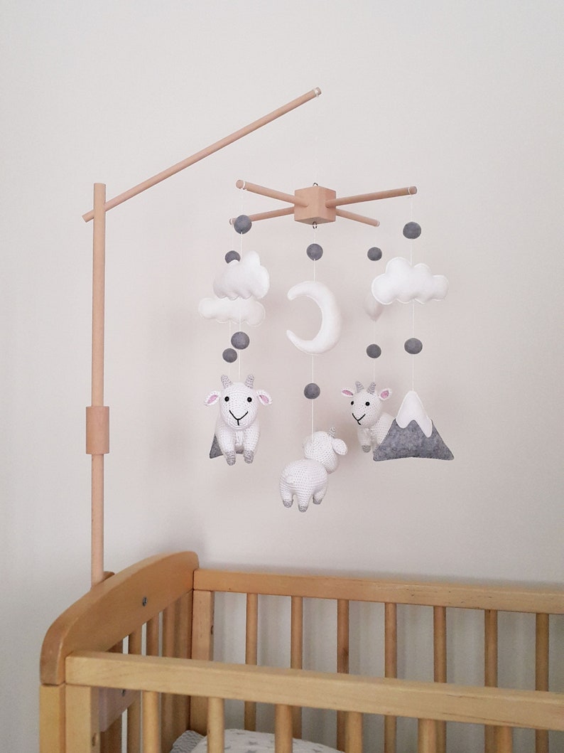 Baby Crib Mobile Goat Mobile Crochet Mobile Crib Holder Arm Etsy