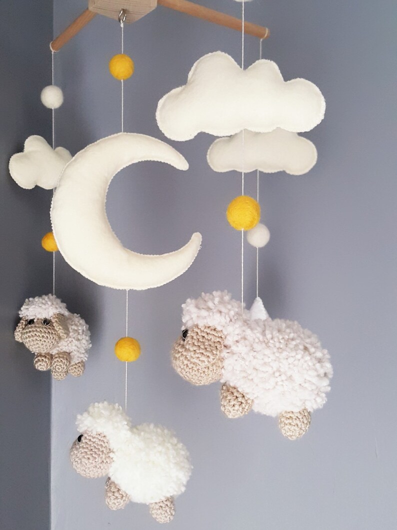 Baby Crib Mobile Sheep Mobile Crochet Mobile Crib Holder Arm Etsy UK