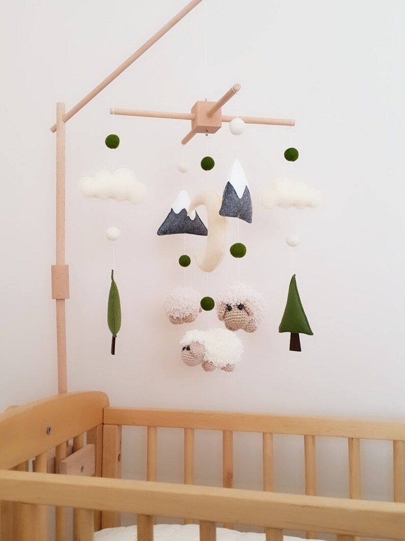 Baby Crib Mobile Sheep Mobile Crib Holder Arm Hanger Crochet Etsy
