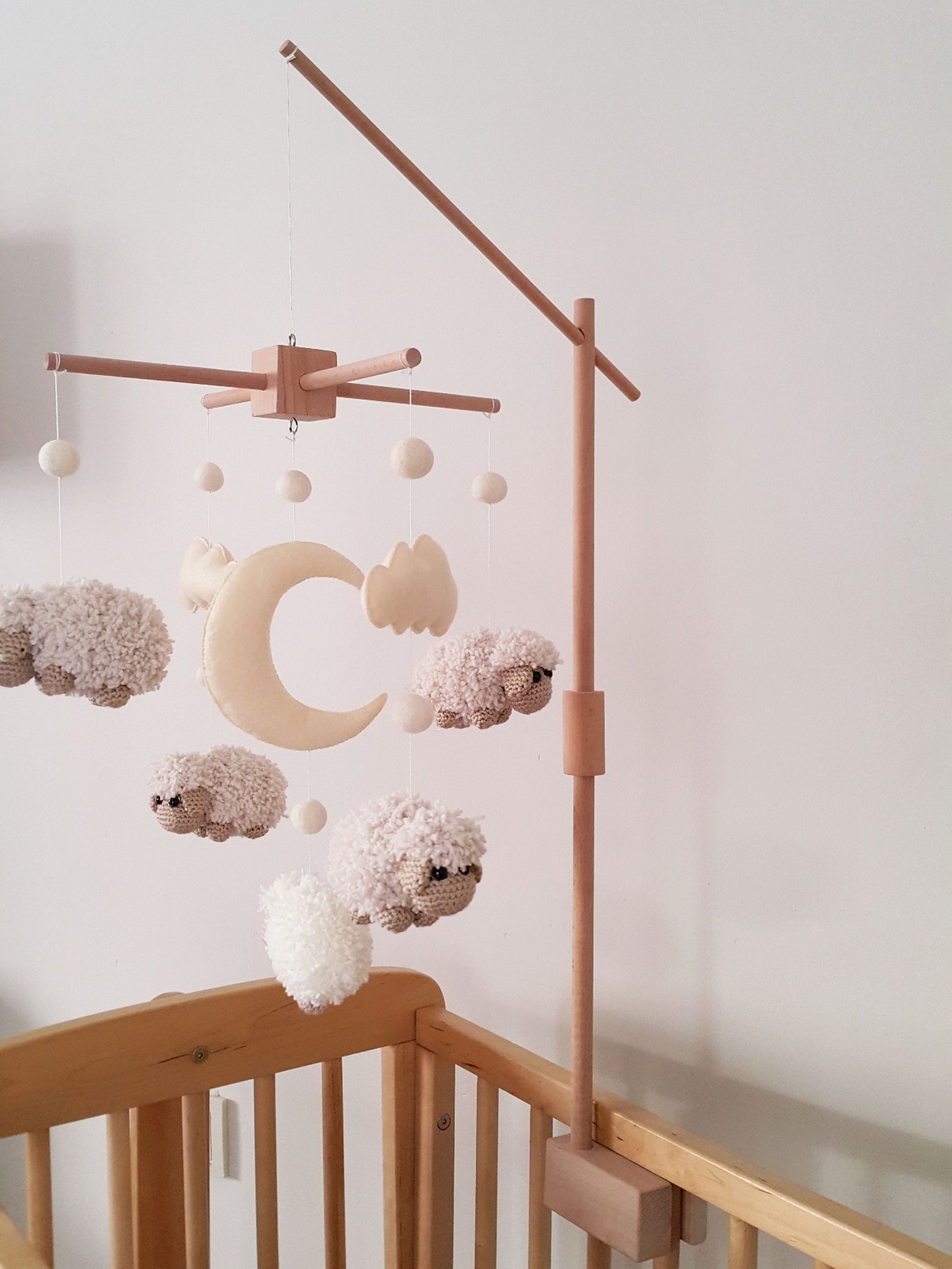 Baby Crib Mobile Sheep Mobile Crochet Mobile Crib Holder Arm Etsy