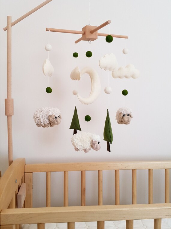 Baby Crib Mobile Sheep Mobile Crochet Mobile Crib Holder Arm Etsy