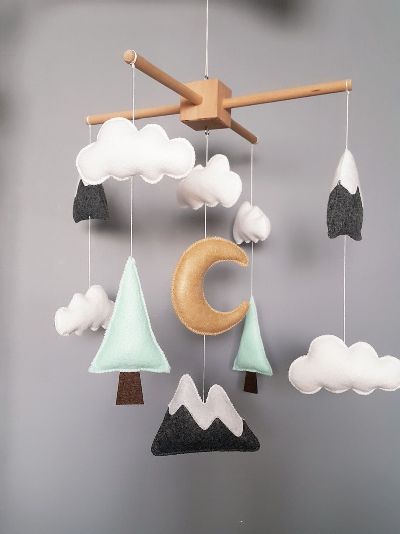 Baby Crib Mobile Mountains Baby Mobile Woodland Mobile Crib Etsy