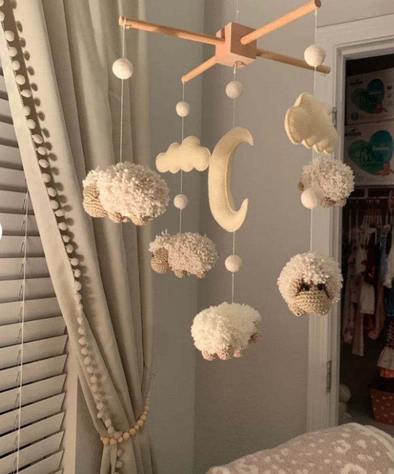 Baby Crib Mobile Sheep Mobile Crochet Mobile Crib Holder Arm Etsy