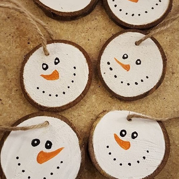 wooden hand painted snowman ornaments