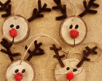 Wooden Reindeer Ornaments