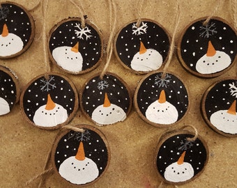 wooden snowman ornaments