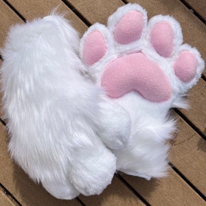 White fursuit, costume, cosplay paws