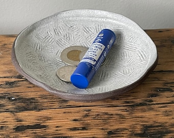 Handmade pottery crosshatch dish