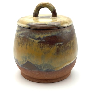 handmade pottery jar with lid