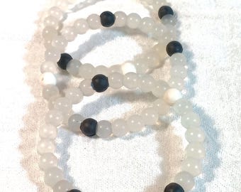 Silicone Beaded Bangle Bracelet, Set of 3