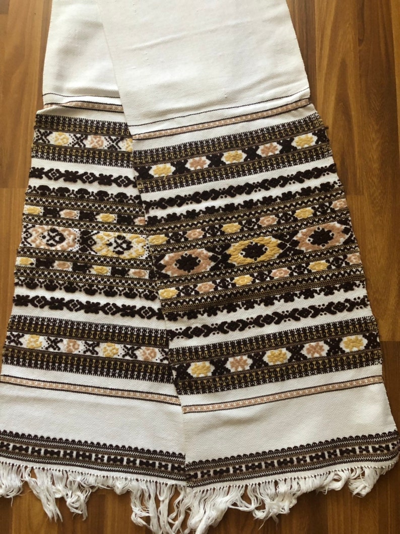 Cotton. Hutsul region AntiqueVintage Ukrainian towel Woven on the loom