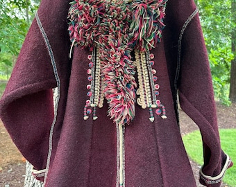 Giacca vintage Hutsul in lana, realizzata a mano