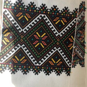 Cotton. Hutsul region AntiqueVintage Ukrainian towel Woven on the loom