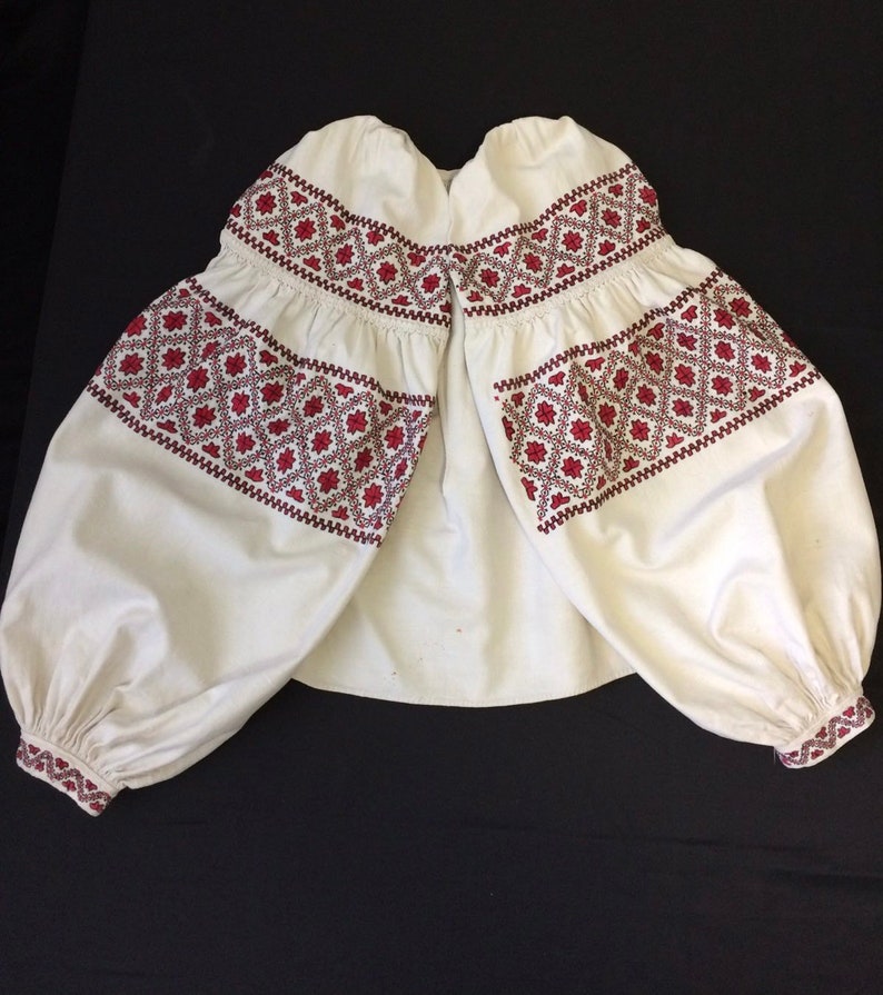 Antique Ukrainian dresses Vintage vushyvanka Homespun hemp Incredible black embroidery
