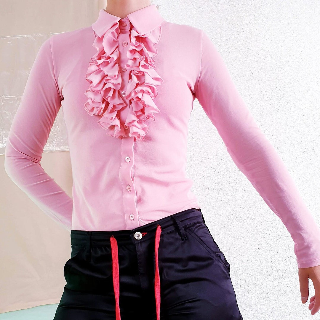 EUM Y2k Jabot Blouse Mesh Valance See Through Etsy