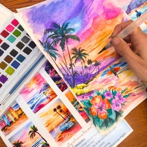 Beach-Inspired Watercolor Painting Kit, Sand and Surf Relaxation Art Set, Creative Travelling Paint Kit,Engaging Stress-relief Art Activity