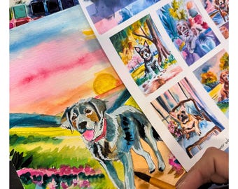 DYI adult paint kit, Dog painting kit, watercolor paint, Not paint by numbers, painting templates, gift for her, paint and sip, date night