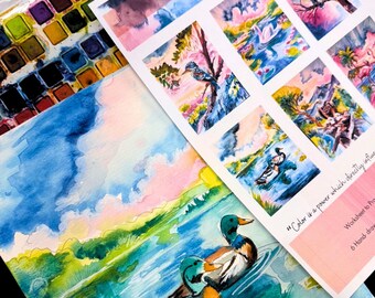 Bird Themed DYI Adult paint kit, not paint by numbers, Watercolor Paint kit with templates, date night,  gift for grandma, gift for mom