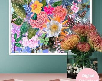 Awesome Blossom Fine Art Oryginalny obraz kwiatowy do pobrania w wersji cyfrowej, wyjątkowa piękna tropikalna sztuka kobieca autorstwa Katie O'Brien