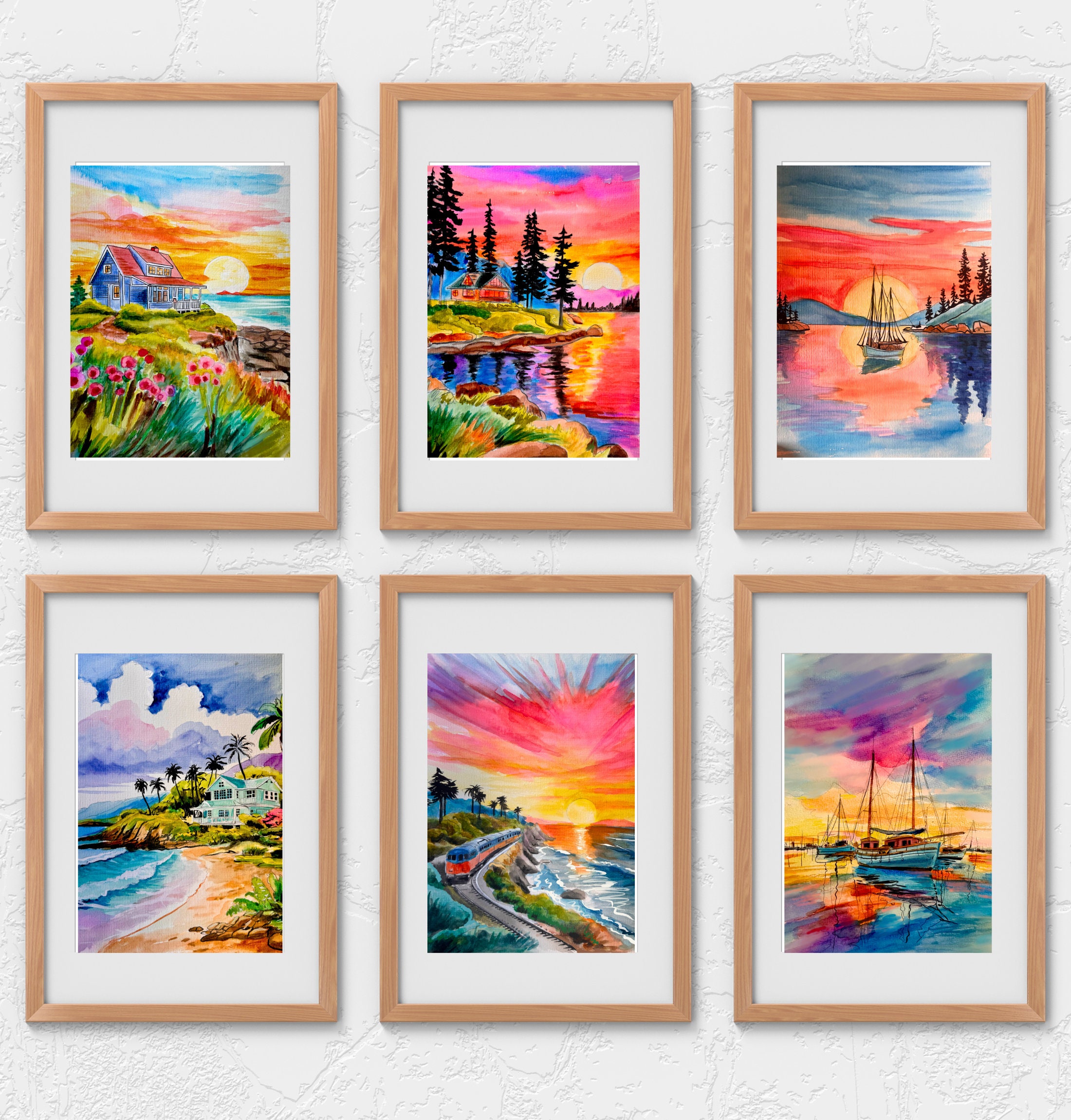 Seaside Watercolor Painting Kit-coastal Painting, DYI Adult