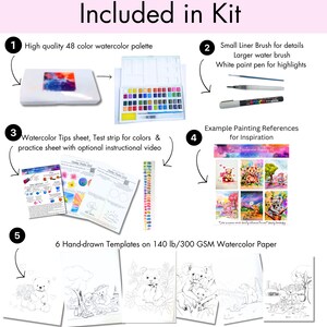 DIY Bear Watercolor Kit, Watercolor DYI Adult painting kit, Screen-Free Kids' Painting Gift Idea, not paint by numbers, Paint and Sip image 10