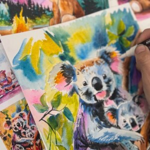 DYI paint kit, Watercolor paint,not paint by numbers, Cute bear painting, date night, paint and sip, easy painting, birthday paint party