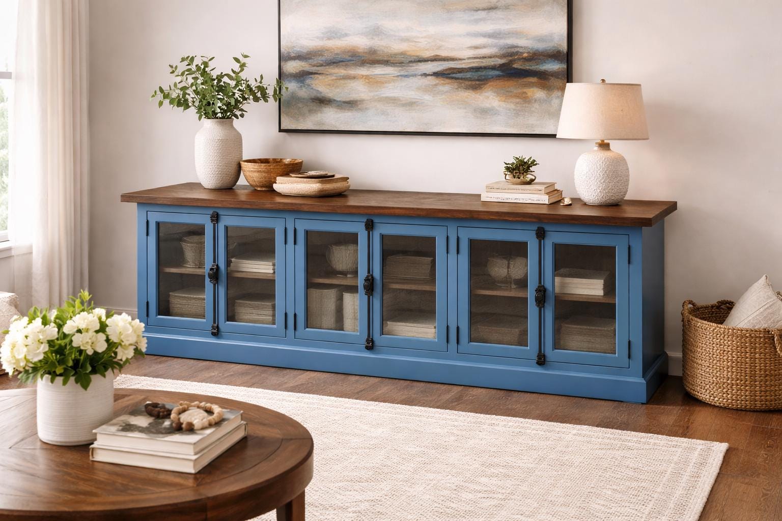 Wood Panel Sideboard, Cremone Bolt, Buffet, Handmade, Console