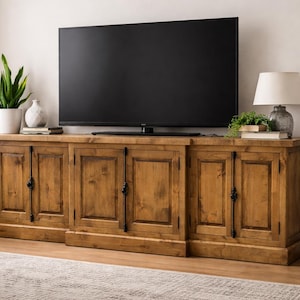 Wood Media Cabinet – Rustic TV Stand, Farmhouse Console, Media Cabinet image 1