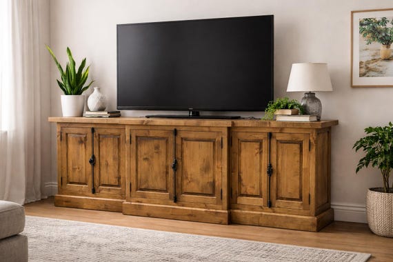 Wood Media Cabinet – Rustic TV Stand, Farmhouse Console, Media Cabinet