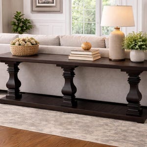 Rustic Solid Wood Console Table: Farmhouse Hall Table (100x18x30)