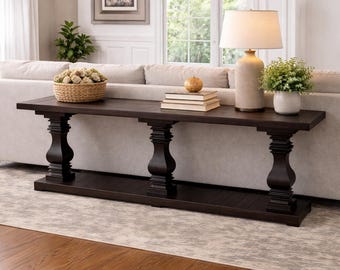 Rustic Solid Wood Console Table: Farmhouse Hall Table (100x18x30)