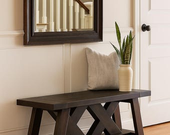 Rustic X-Frame Wooden Bench