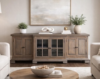 Wood Media Cabinet – Rustic TV Stand, Farmhouse Console, Media Cabinet